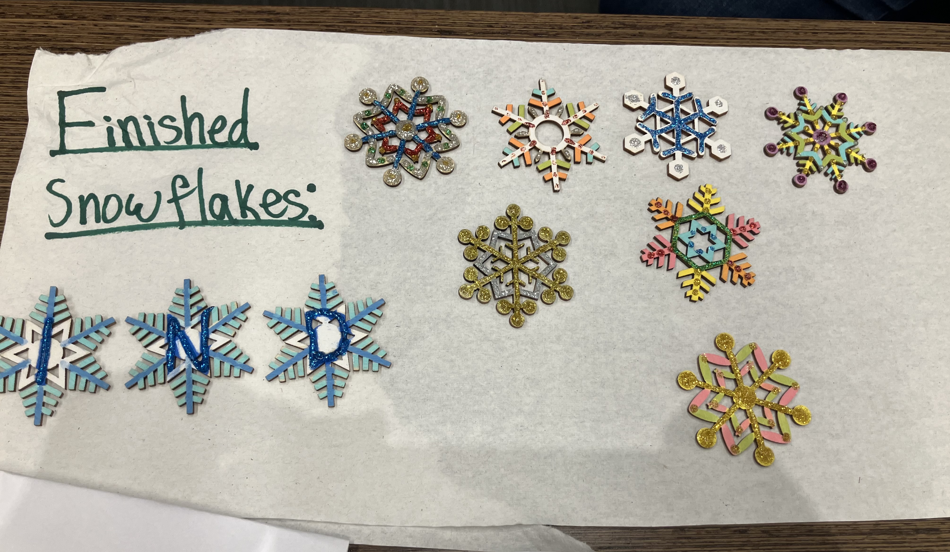 Handmade snowflake decorations